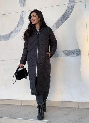 Женская зимняя куртка-пальто черная 791в8 фото