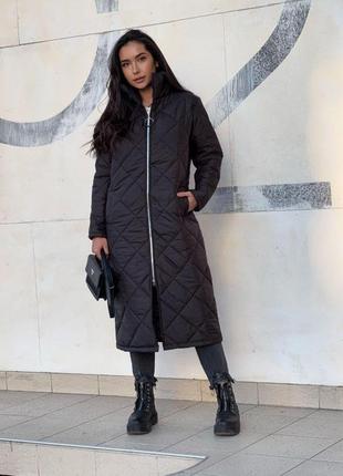 Женская зимняя куртка-пальто черная 791в9 фото