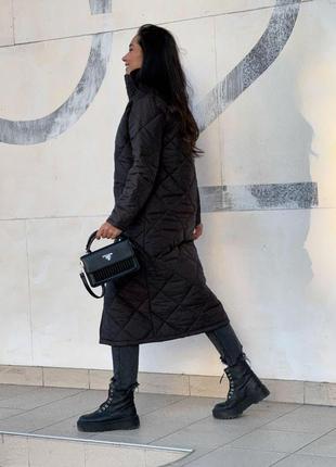 Женская зимняя куртка-пальто черная 791в4 фото