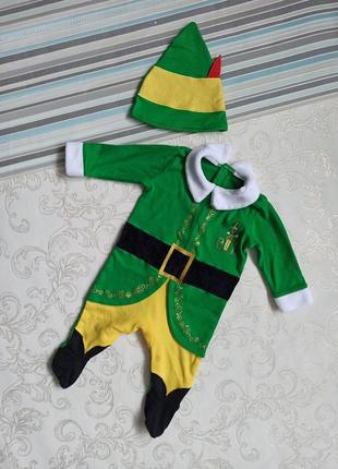 Бодік сліп на різдво карнавальний маскарадний новорічний костюм ельф санта