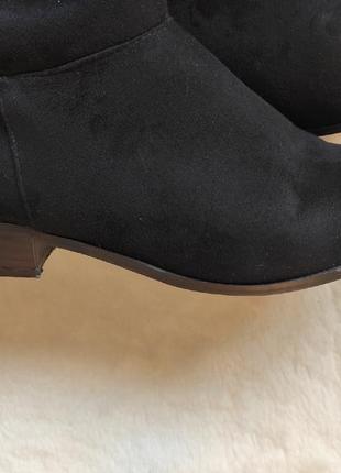 Чорні замшеві демі високі чоботи жіночі на широку ногу повну гомілку широке халява ботфорти