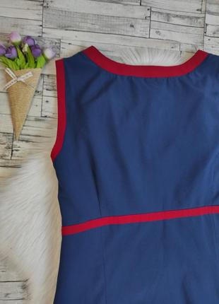Женское платье handmade синее с красной окантовкой с высокой талией размер 46 м5 фото