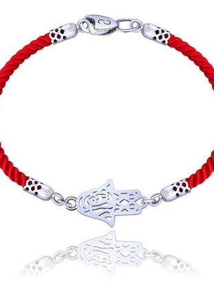 Срібний браслет з червоною ниткою