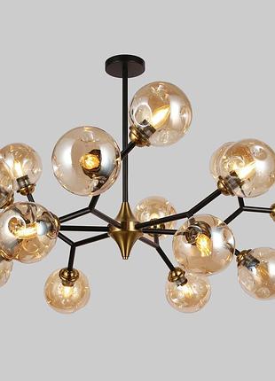 Чорна люстра з кавовими кулями на 15 ламп (56-pr0030-15 bk+br)