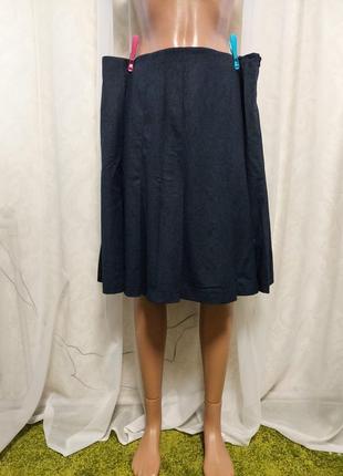 Фирменная laura ashley просторная юбка миди ткань под джинс в синем цвете, размер 4-5хл1 фото
