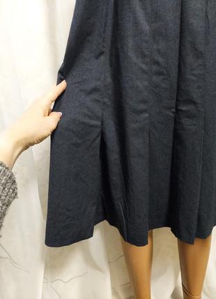 Фирменная laura ashley просторная юбка миди ткань под джинс в синем цвете, размер 4-5хл5 фото