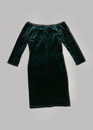 Плаття велюрове смарагдове