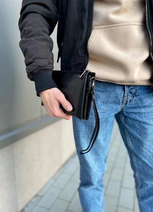 Мужская барсетка/портмоне в черном класическом цвете4 фото