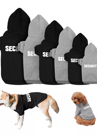 Одежда для собак. худи классическое, для котов и собак security черная4 фото
