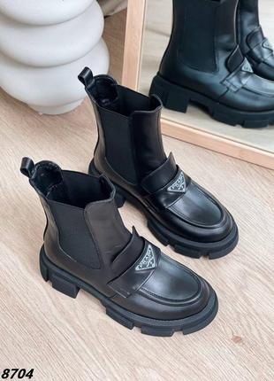 Черевики чоботи зима натуральна шкіра чорний