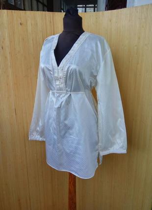 Молочно біла туніка / блуза шовк бавовна