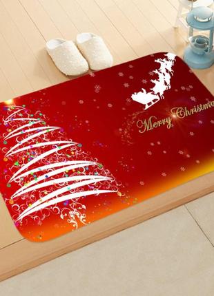 Декор на новий рік коврик під двері щасливого різдва ялинка дід мороз чудова прикраса на новий рік 40 на 60 см червоний