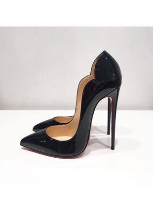 Женские черные туфли лодочки с стиле лабутен лабутены christian louboutin so kate 12