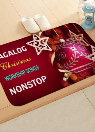 Декор на новий рік, коврик під двері щасливого різдва кулька з зірочками, чудова прикраса на новий рік, розмір 40*60 см