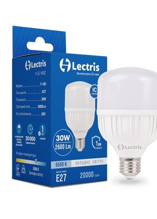 Світлодіодна високопотужна лампа lectris t100 30w 6500k 220v e27 1-lc-1602