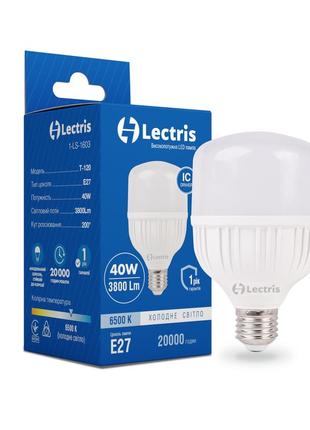 Світлодіодна високопотужна лампа lectris t120 40w 6500k 220v e27 1-lc-1603
