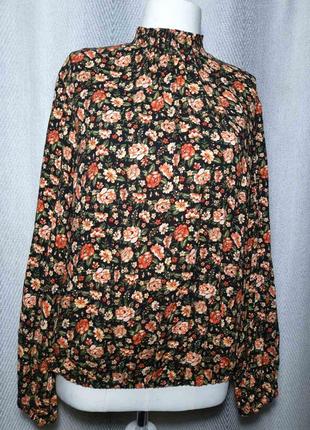 100% вискоза, штапель. натуральная женская вискозная блуза, блузка мелкий цветок, объемный рукав.7 фото