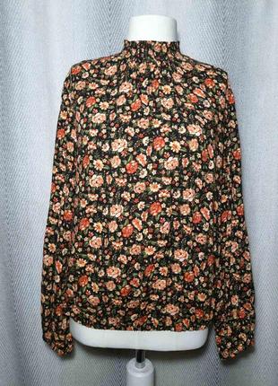 100% вискоза, штапель. натуральная женская вискозная блуза, блузка мелкий цветок, объемный рукав.1 фото