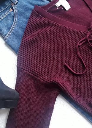 Сстильный светр кольору марсала зі шнурівкою від forever 21.3 фото