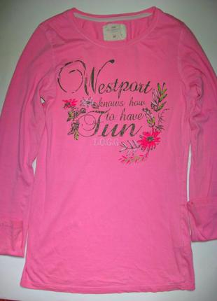 Стильная розовая футболка с длинным рукавом h&m