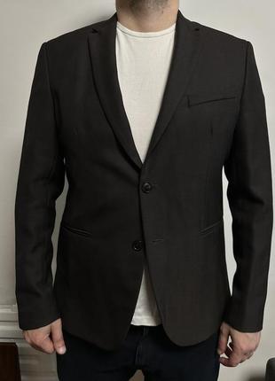 Чоловічий темно коричневий піджак3 фото