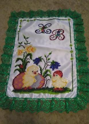 Салфетка пасхальная, вышивка бисером