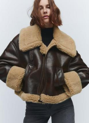 Zara куртка дублянка дубленка шуба шубка3 фото