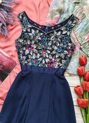 Розкішна шифонова вечірня міні сукня плаття кльош з паєтками7 фото