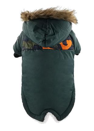 Одяг для собак. зимова куртка з капюшоном для собак та котів, водонепроникна. зелена n05102 фото