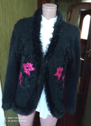 Теплий, вінтажний кардиган мохер+шерсть