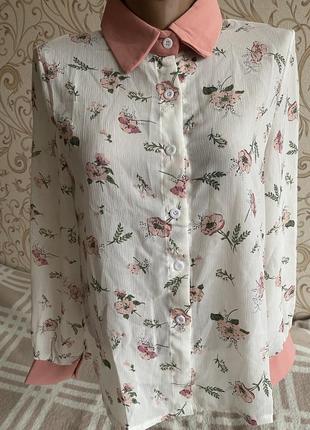 Блуза блузка сорочка в квітковий  принт