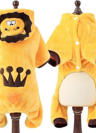 Одежда для собак. костюм - пижама льва для собак и котов. желтый.