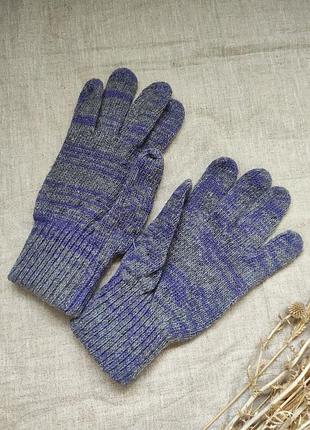 Шерстяные меланжевые серо фиолетовые вязанные lambswool италия