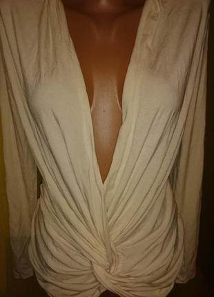 Кремовая кофта asos с узлом на запах блуза блузка блузочка р.м/l лонгслив5 фото