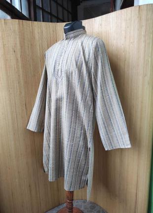 Удлиненная рубашка с воротничком стойкой в этно стиле / абая / галабэя / кондура / дишдаш/