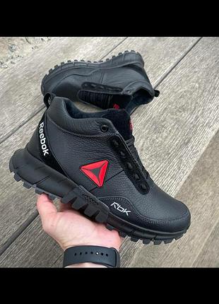 Чоловічі шкіряні зимові черевики з логотипом reebok, зимові шкіряні кросівки, мужские зимние кожаные спортивные ботинки, зимние кроссовки