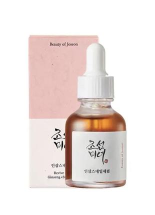 Восстанавливающая сыворотка с женьшенем и муцином улитки beauty of joseon revive serum: ginseng+snail mucin, 30