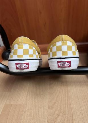 Кеди vans u classic slip-on slippers ванси в жовту шашку скейтерскі5 фото