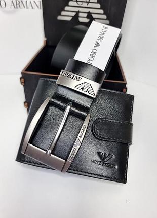 Ремінь шкіряний брендовий чорний armani