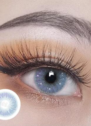 Линзы для глаз цветные голубые. хорошее перекрытие своего цвета