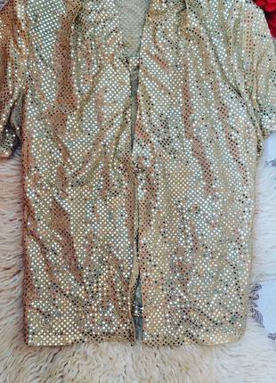 Шикарная блуза золотая новогодняя в пайетку