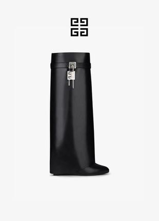 Идеальные казахи казаки козырька givenchy сапоги сапожки танкетка трубы черные каблуки кожа козiгинал