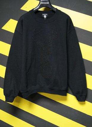 Новорічний різдвяний святковий світшот з силуетом оленя фактурне напилення