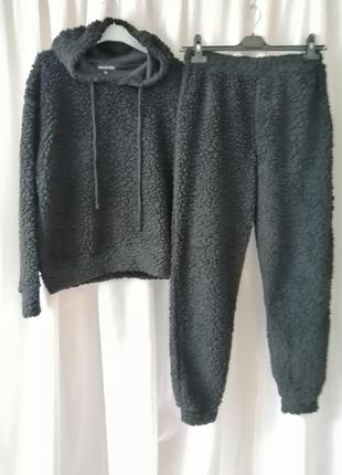 Спортивно прогулочный костюм мех плюш teddy с капюшоном спортивно-прогулянковий костюм хутро плюш te