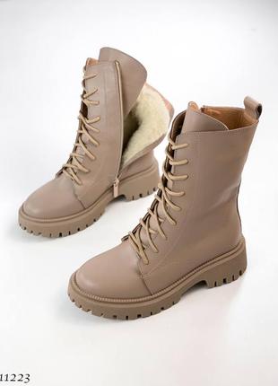 Кожаные зимние ботинки на шнуровке из натуральной кожи кожаные зимние ботинки на шнуровке натуральная кожа9 фото