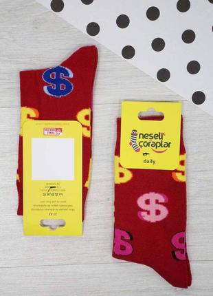 Шкарпетки високі daily dollar червоні р.37-43 (27 / l / 41-43 см.)  neseli coraplar 2125000654133