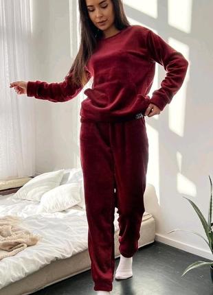 На подарок 🎁 махра+мех❗52 50 46 48 44 42 р.костюм очень теплый полированная, зима размеры набор комплект р кофта штаны кенгуру высокая посадка зима