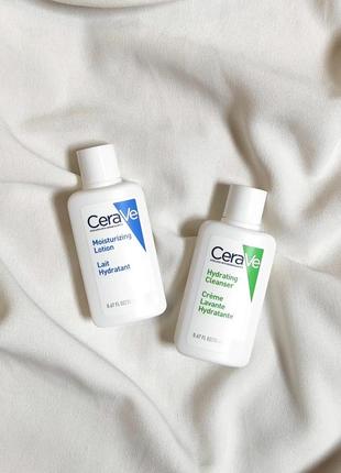 Набор миниатюр от cerave: moisturizing lotion + hydrating cleanser