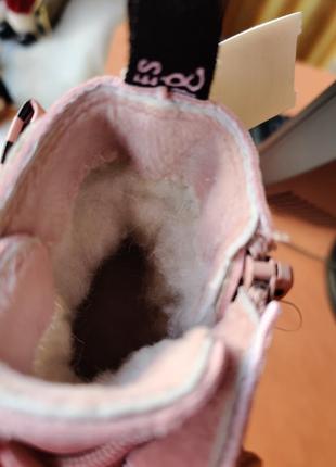 Зимові черевики для дівчинки рожеві 23 - 26 штучна шкіра детские зимние ботинки канарейка7 фото