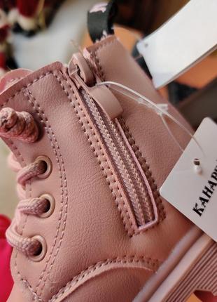 Зимові черевики для дівчинки рожеві 23 - 26 штучна шкіра детские зимние ботинки канарейка9 фото
